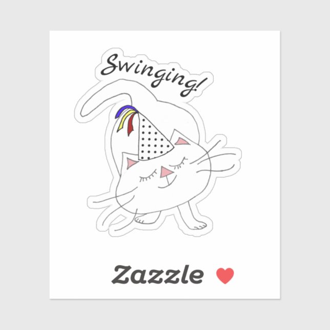 Kute Kitty Party White Cat  Sticker (Sheet)