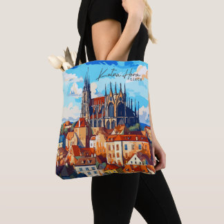 Kutna Hora Czech Vintage Art Travel Illustration Tote Bag