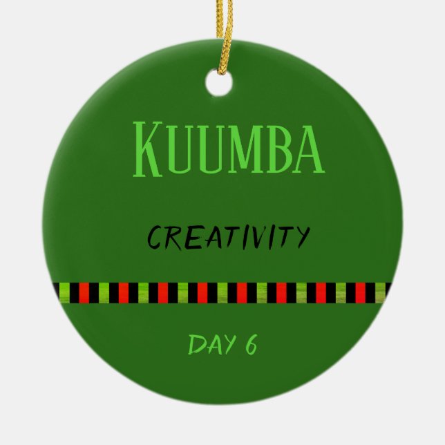 Kuumba - Kwanzaa Day 6 Green Ceramic Ornament (Front)