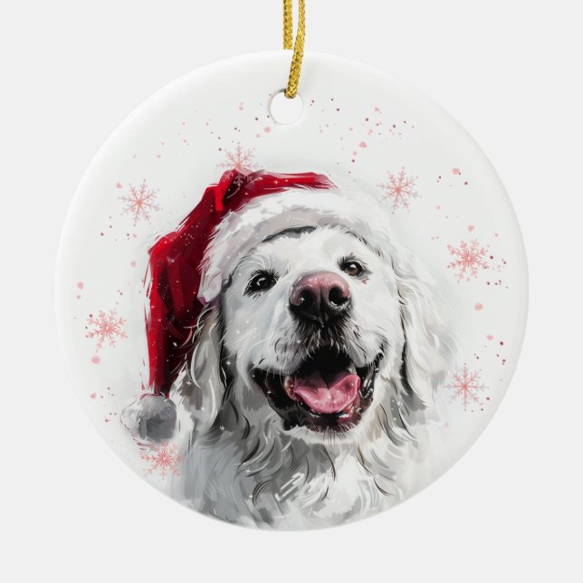 Kuvasz Dog Christmas Personalized Ceramic Ornament (Front)