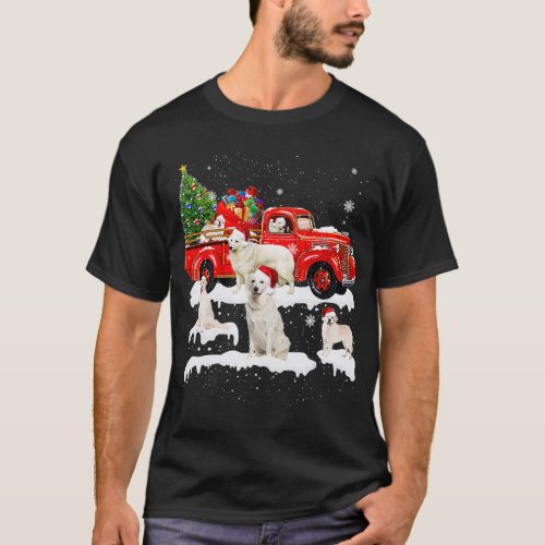 Kuvasz Dog Riding Red Truck Merry Christmas Xmas U T_Shirt