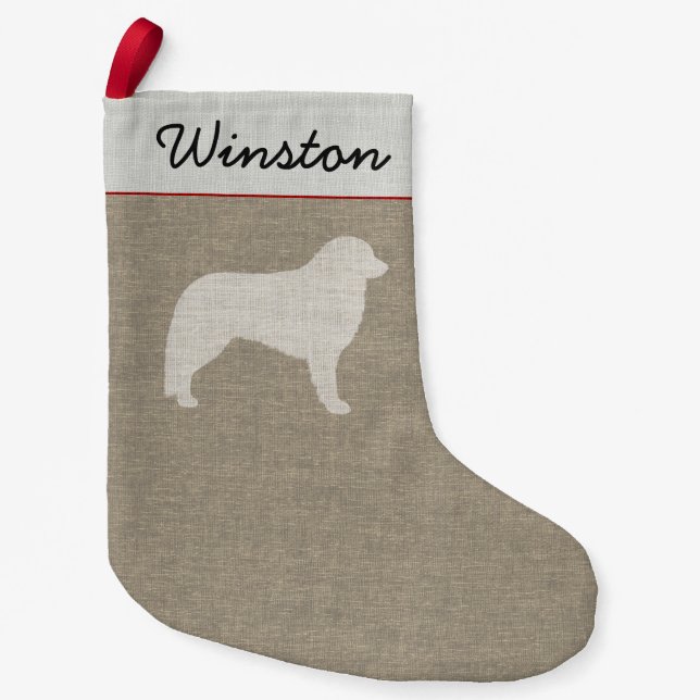 Kuvasz Dog Silhouette Personalized Holiday Small Christmas Stocking (Front)