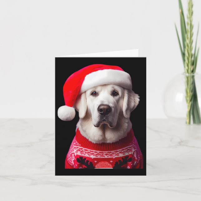 Kuvasz Dog With Santa Hat Christmas Xmas Owner Lov Card (Front)