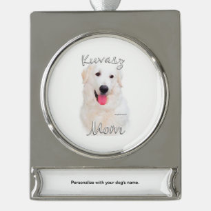 Kuvasz Mom 2 Silver Plated Banner Ornament