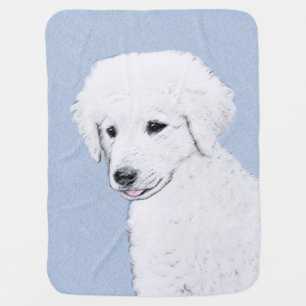 Kuvasz Painting - Cute Original Dog Art Baby Blanket