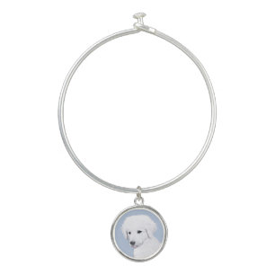 Kuvasz Painting - Cute Original Dog Art Bangle Bracelet