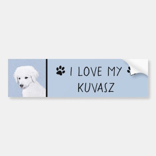 Kuvasz Painting _ Cute Original Dog Art Bumper Sticker