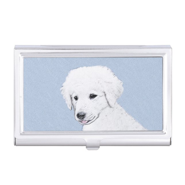 Kuvasz Painting - Cute Original Dog Art Business Card Case (Front)