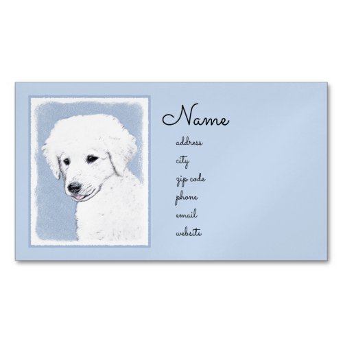 Kuvasz Painting _ Cute Original Dog Art Business Card Magnet