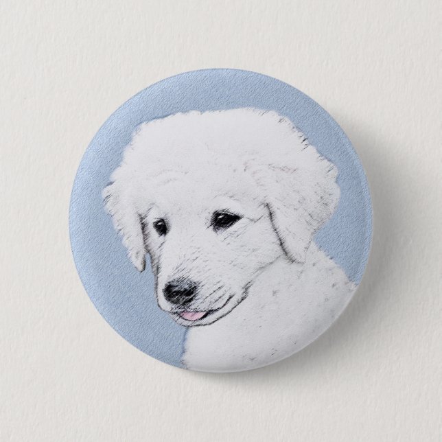 Kuvasz Painting - Cute Original Dog Art Button (Front)