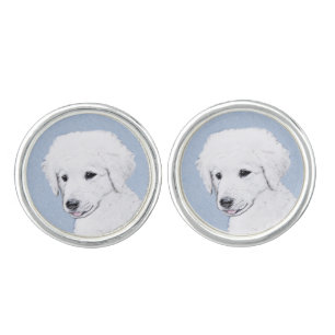 Kuvasz Painting - Cute Original Dog Art Cufflinks