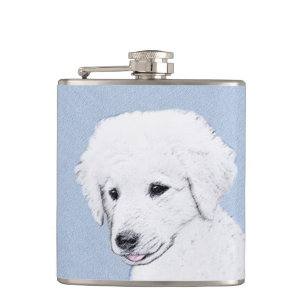 Kuvasz Painting - Cute Original Dog Art Flask