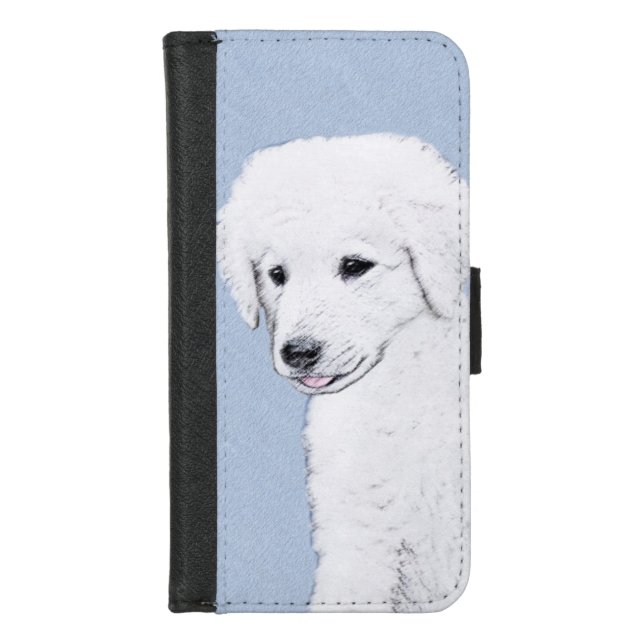 Kuvasz Painting - Cute Original Dog Art iPhone Wallet Case (Front)