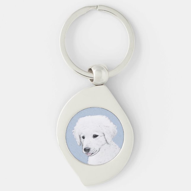 Kuvasz Painting - Cute Original Dog Art Keychain (Front)