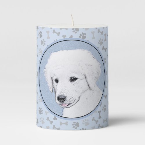 Kuvasz Painting _ Cute Original Dog Art Pillar Candle