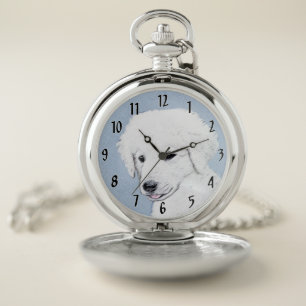 Kuvasz Painting - Cute Original Dog Art Pocket Watch