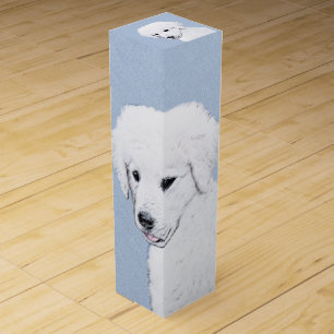 Kuvasz Painting - Cute Original Dog Art Wine Box