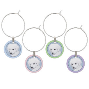 Kuvasz Painting - Cute Original Dog Art Wine Charm