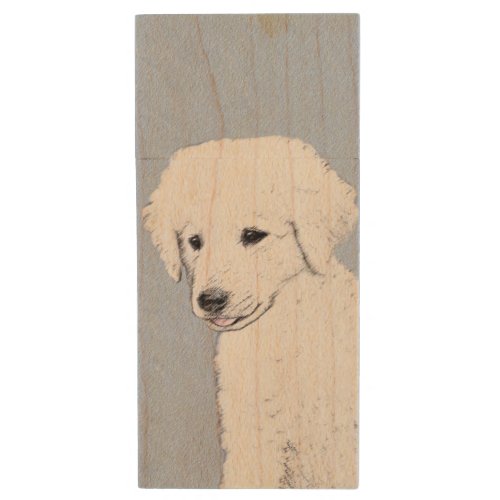 Kuvasz Painting _ Cute Original Dog Art Wood USB Flash Drive