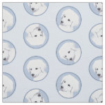 Kuvasz Painting Hungarian Cute Original Dog Art Fabric