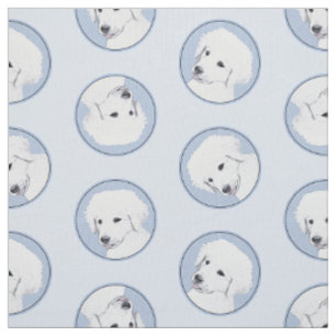 Kuvasz Painting Hungarian Cute Original Dog Art Fabric