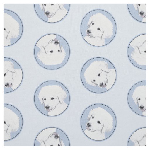 Kuvasz Painting Hungarian Cute Original Dog Art Fabric