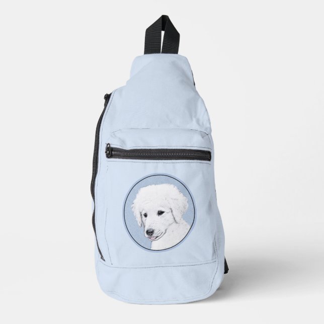 Kuvasz Painting Hungarian Cute Original Dog Art Sling Bag (Front)