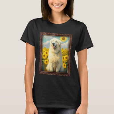 Kuvasz Painting Sunflower Flower Mom Women Floral T-Shirt