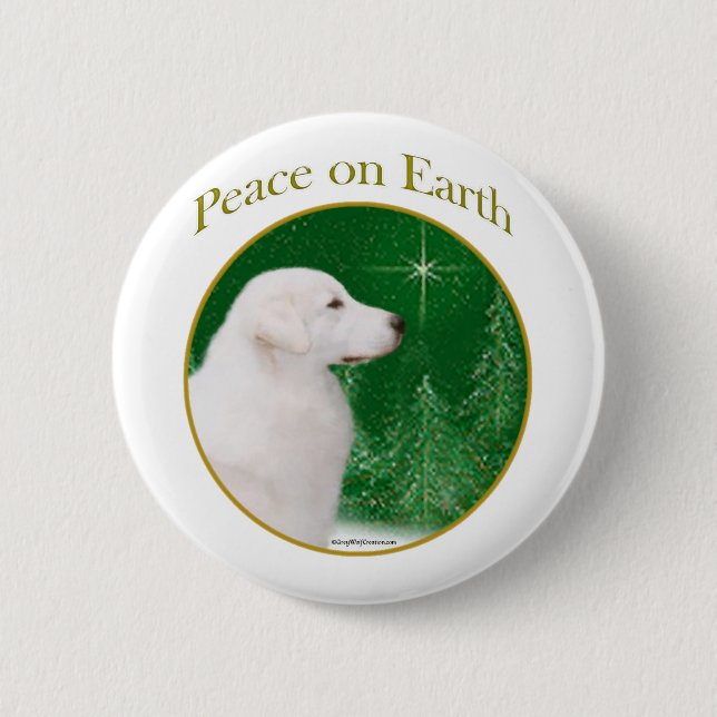 Kuvasz Peace Pinback Button (Front)