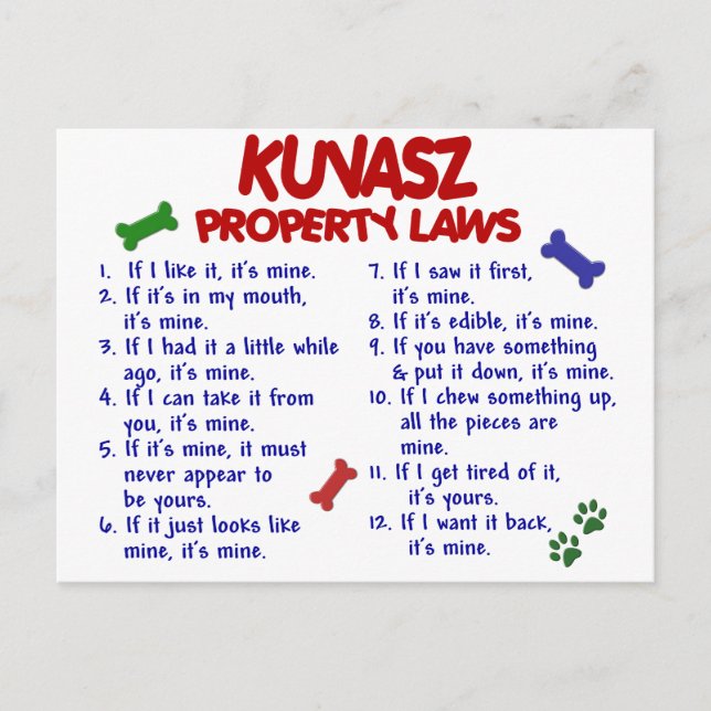 KUVASZ Property Laws 2 Postcard (Front)