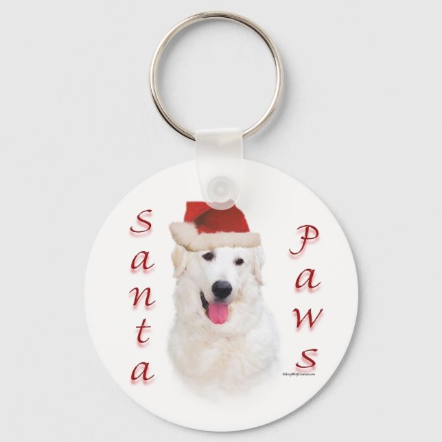 Kuvasz Santa Paws Keychain (Front)