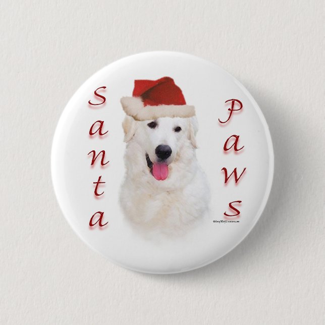 Kuvasz Santa Paws Pinback Button (Front)