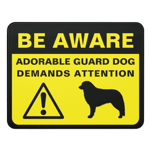 Kuvasz Silhoutte Funny Guard Dog Warning Door Sign (Contemporary Front)