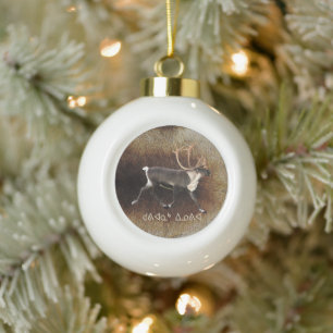 Kuvianak Innovia - Bull Caribou (Reindeer) Ceramic Ball Christmas Ornament