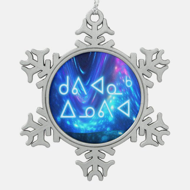 Kuvianak Innovia - Qaanaaq - Northern Lights Snowflake Pewter Christmas Ornament (Front)
