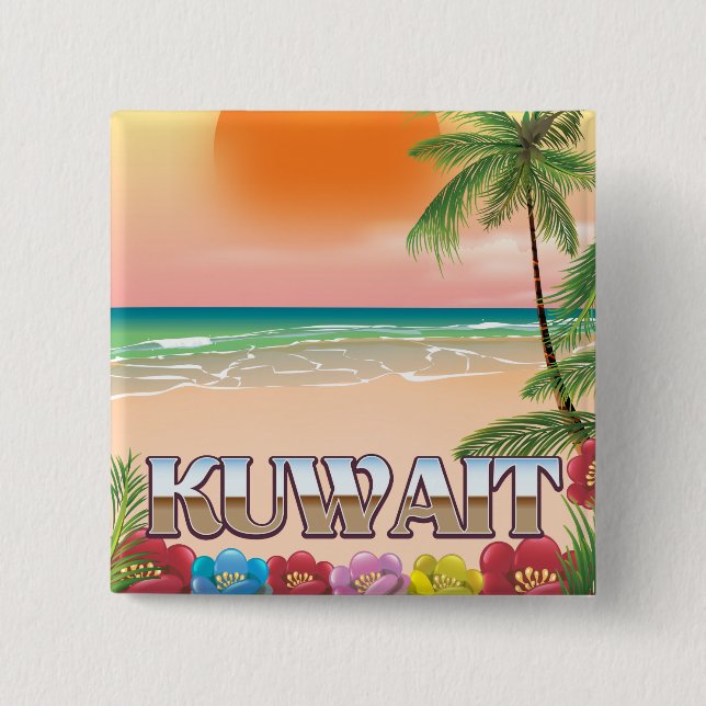 kuwait beach travel poster button (Front)