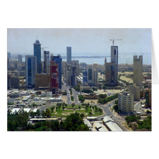Kuwait City, bird eye view Cards (Front Horizontal)