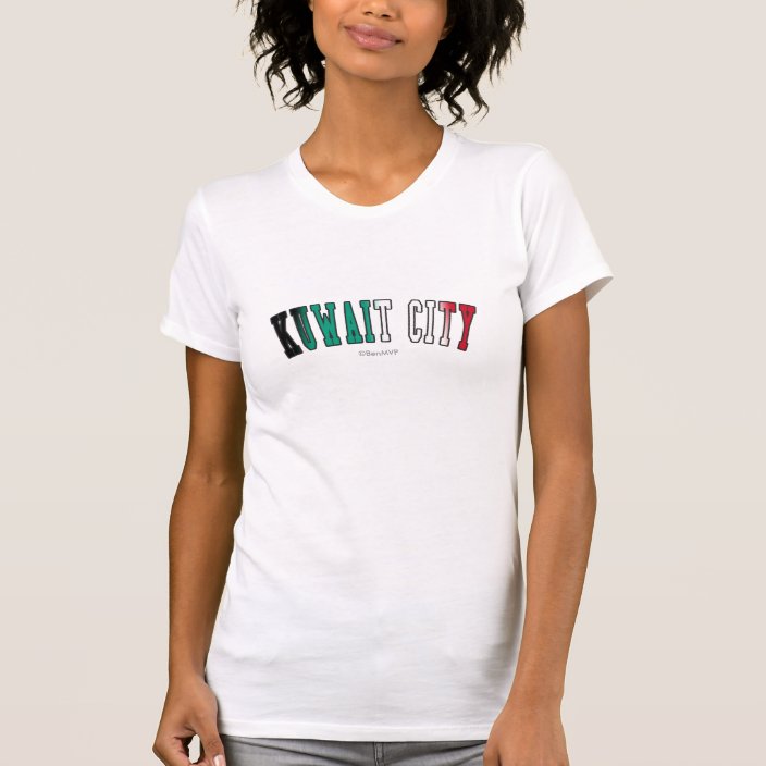 Kuwait City in Kuwait National Flag Colors T Shirt