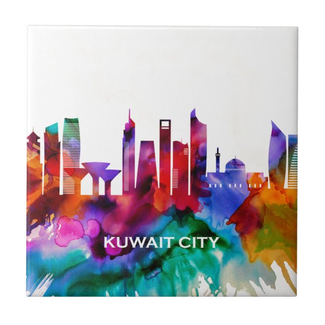 Kuwait City Skyline Ceramic Tile (Front)