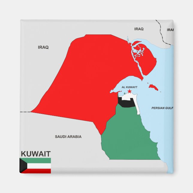 kuwait country map flag magnet (Front)