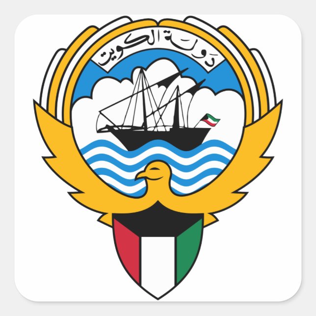 kuwait emblem square sticker (Front)