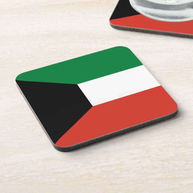 Kuwait flag beverage coaster (Left Side)