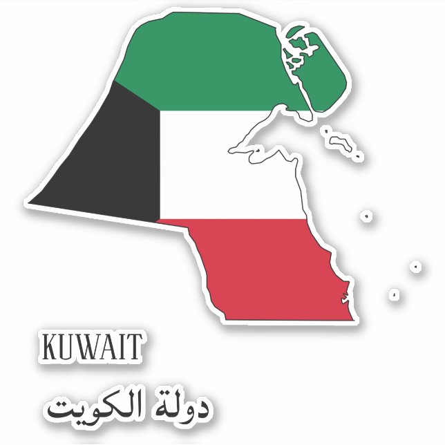 Kuwait Flag Charming Patriotic Map Sticker (Front)