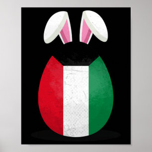 Kuwait Flag Egg Bunny Ears Kuwaiti Easter Sunday Poster