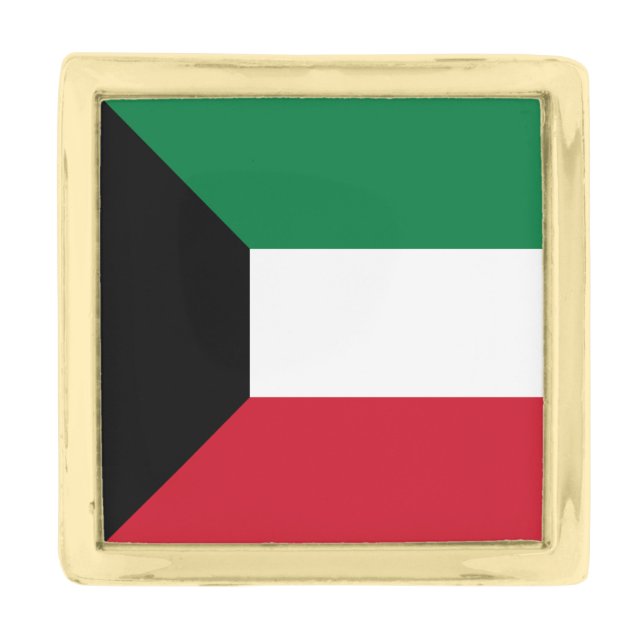 Kuwait Flag Gold Finish Lapel Pin (Front)