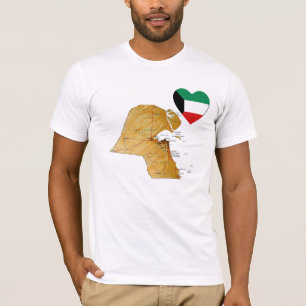 Kuwait Flag Heart and Map T-Shirt