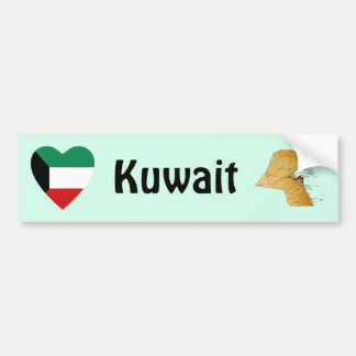 Kuwait Flag Heart + Map Bumper Sticker