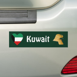 Kuwait Flag Heart + Map Bumper Sticker | Zazzle