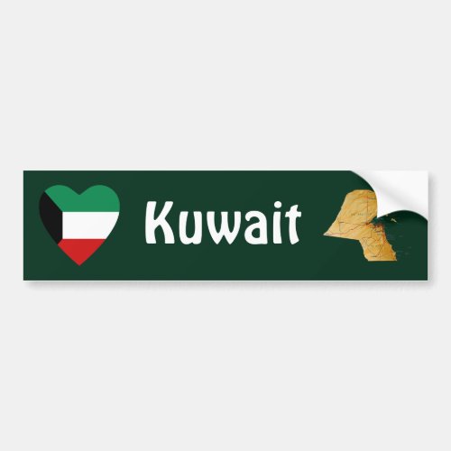 Kuwait Flag Heart  Map Bumper Sticker