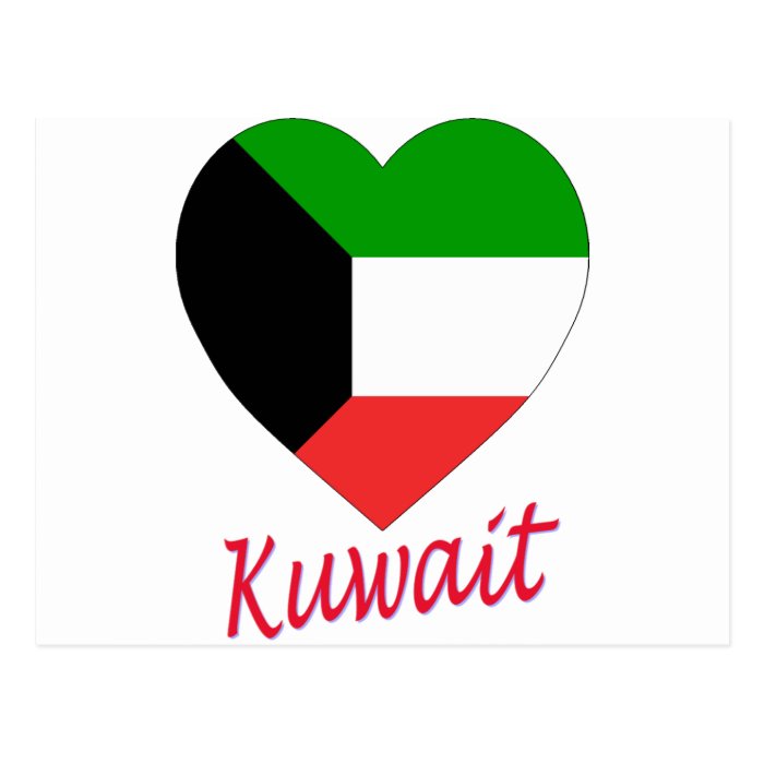 Kuwait Flag Heart Post Card
